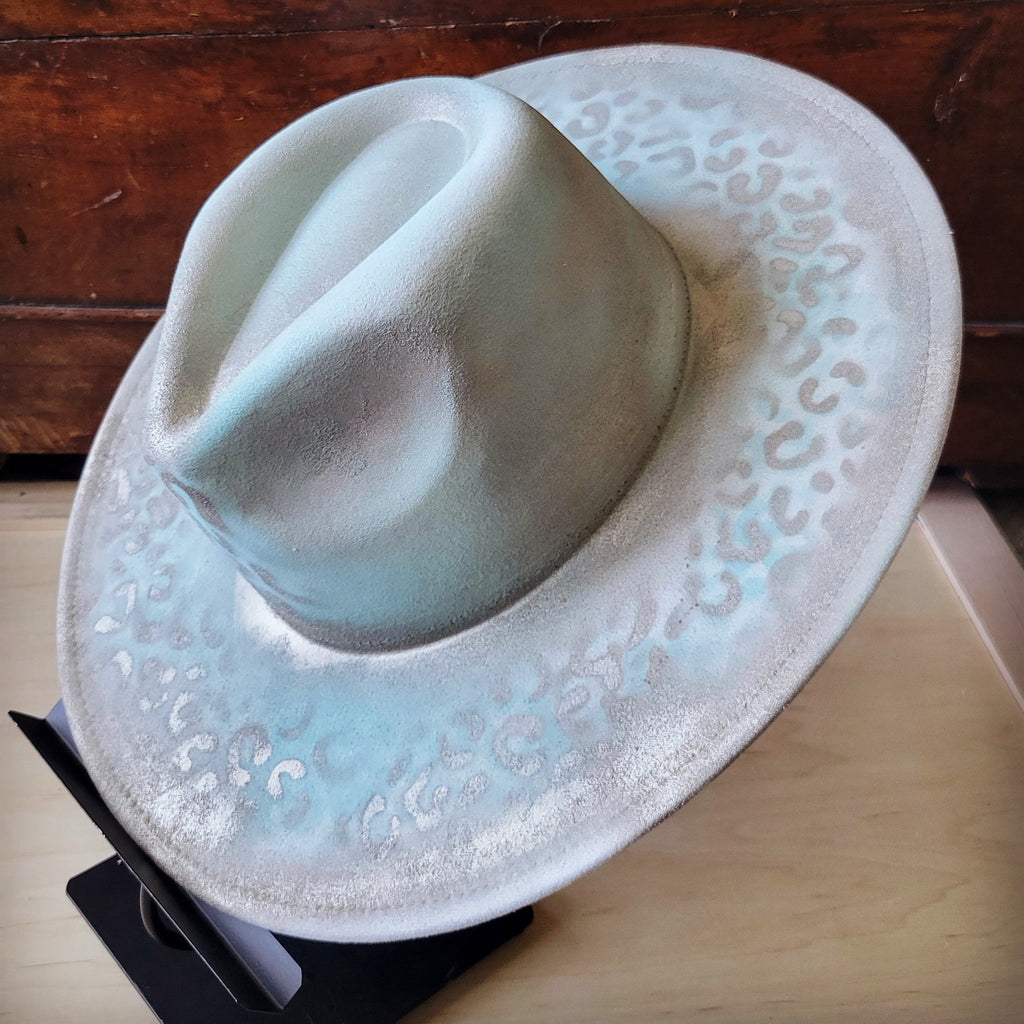 Hand-Painted Leopard Boho Western Cowgirl Hat Only-Mint 986y