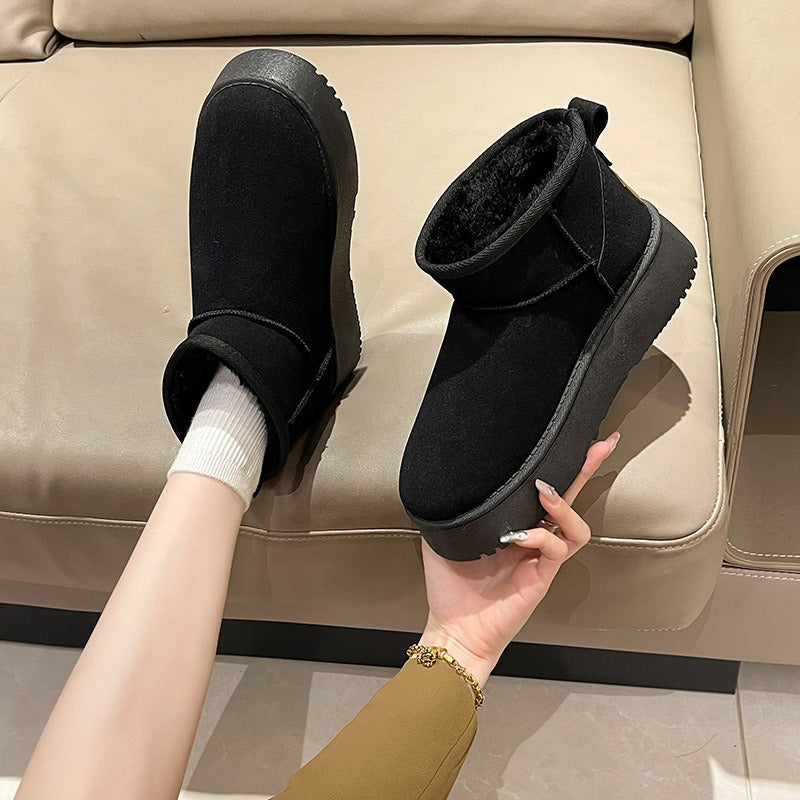 Fur-Lined Platform Ankle Boots