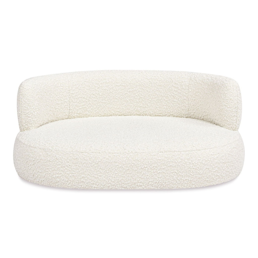 Ivory White Curved Dog Sofa Bed with Boucle Upholstery - Medium