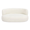 Ivory White Curved Dog Sofa Bed with Boucle Upholstery - Medium