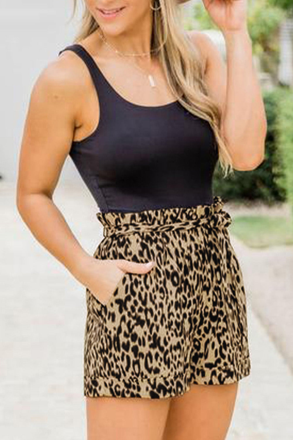 Leopard Print High-Waist Shorts