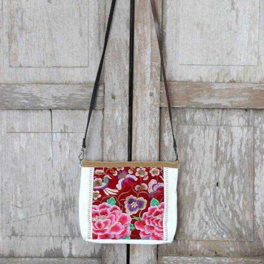 Leather Embroidered Crossbody Bag - Thailand