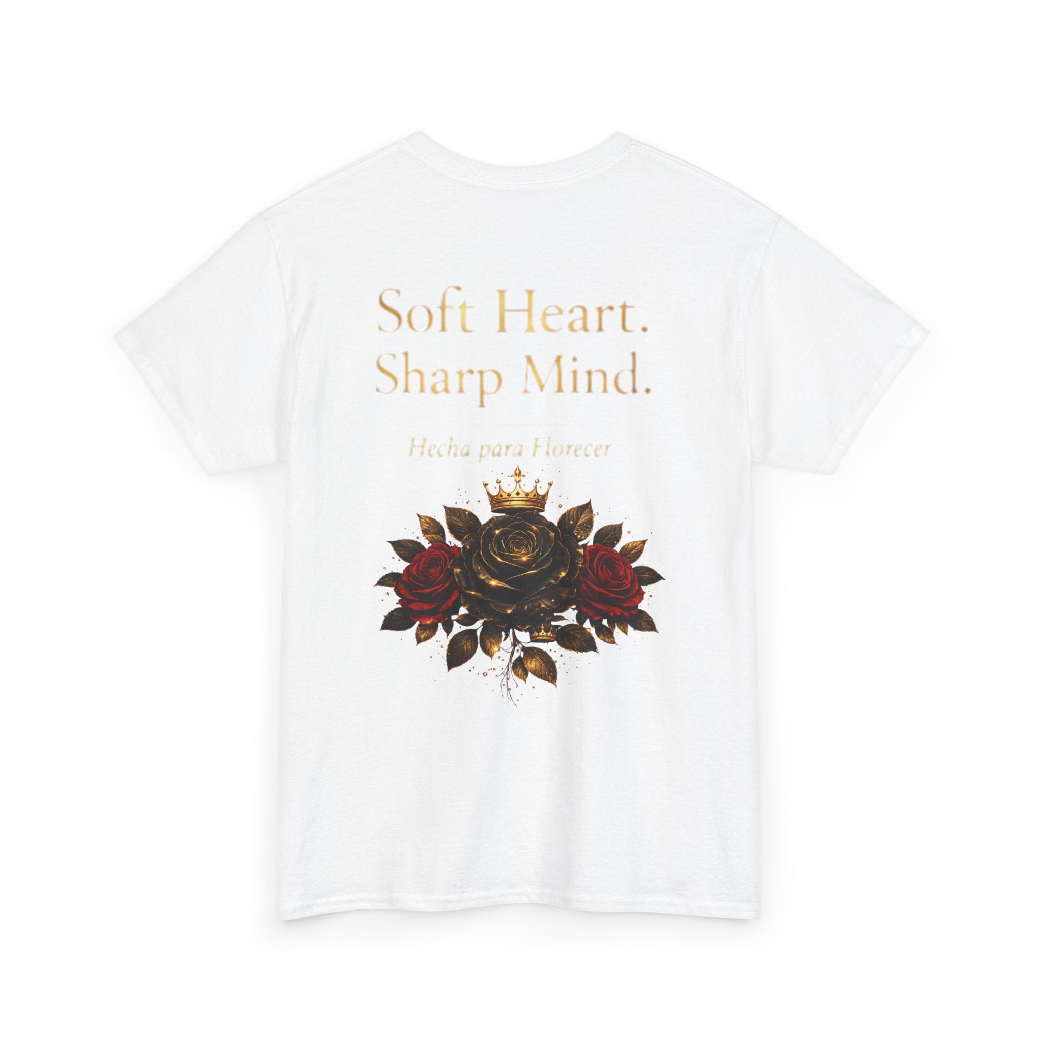 Soft Heart, Sharp Mind Tee — Floral Crown Graphic Cotton Shirt