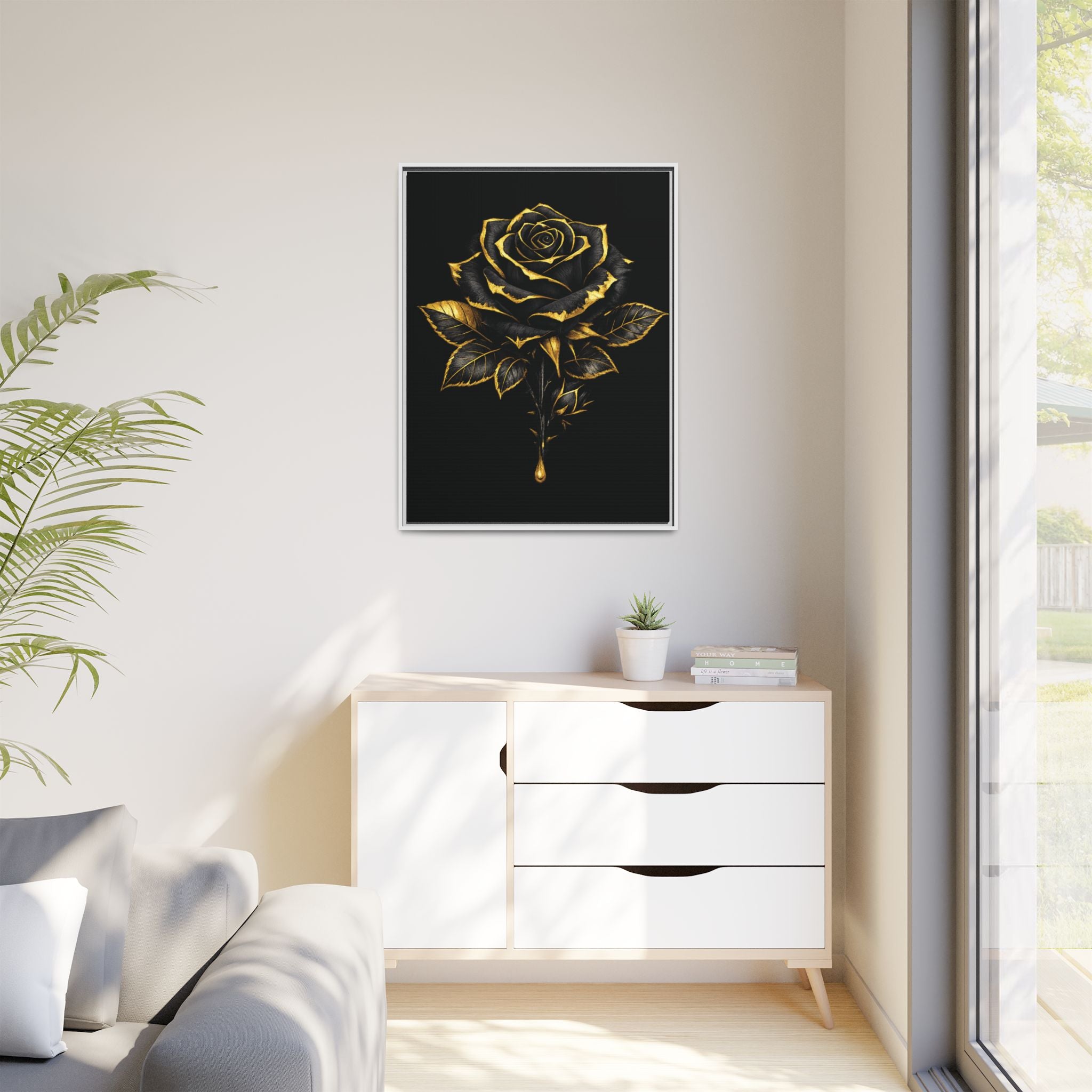 “Bloom Into Power – Gold Rose Canvas” Matte Canvas Wall Art