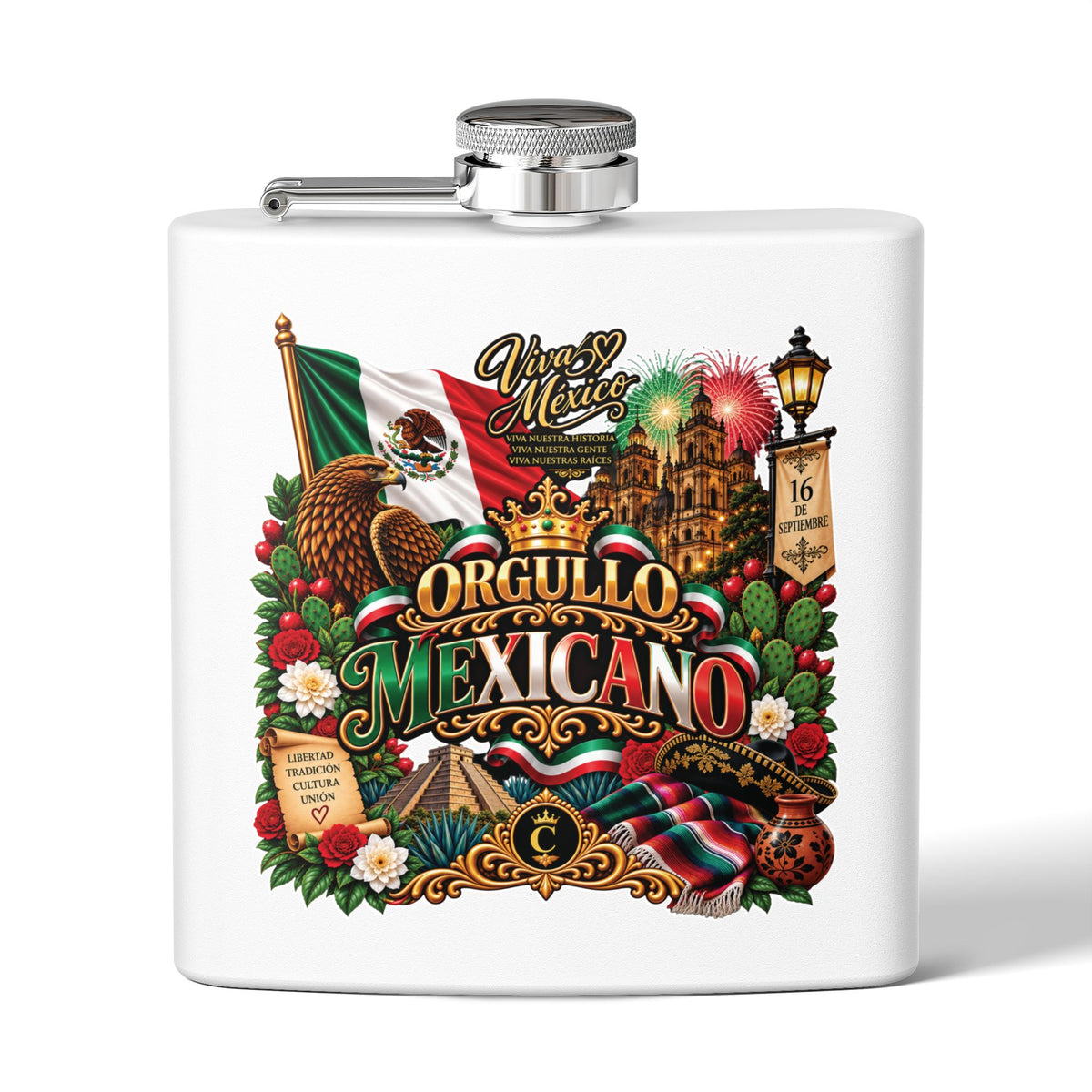 Orgullo Mexicano — Mexican Independence Day Edition | Stainless Steel Flask, 6oz