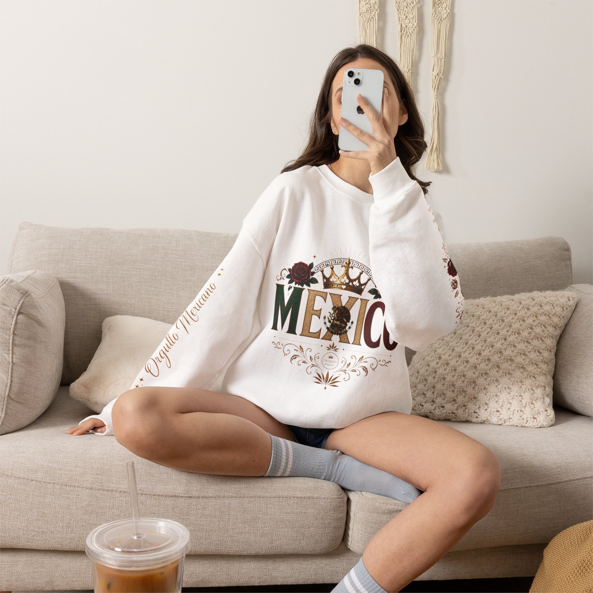 Orgullo Mexicano Crewneck Sweatshirt - Viva México Graphic Pullover