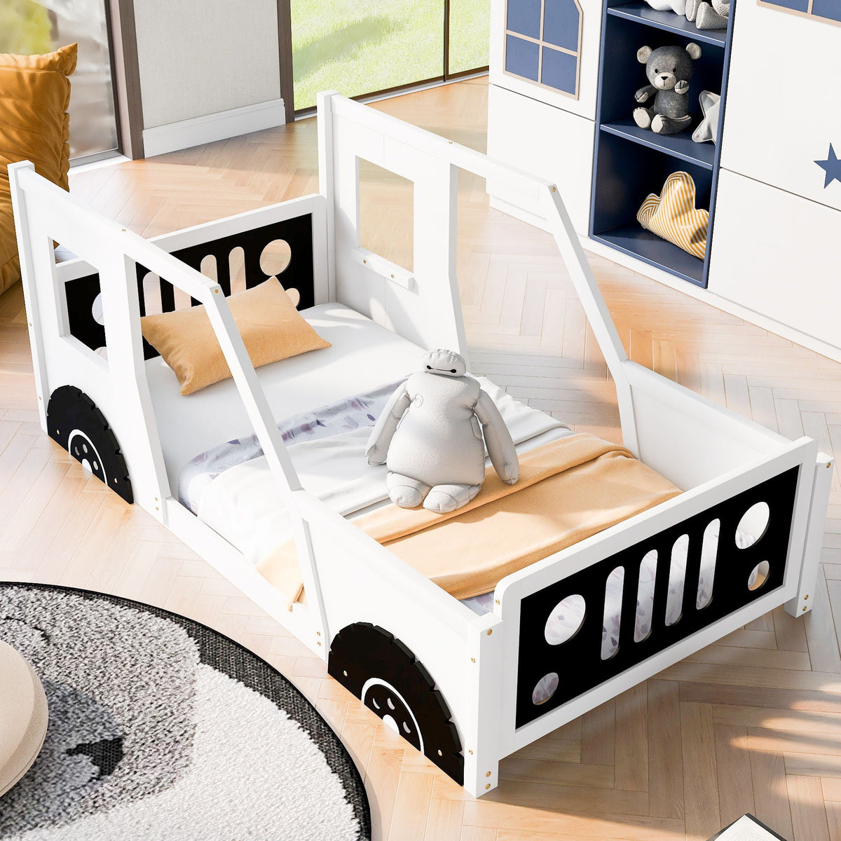 Classic Car Shaped Platform Bed with Wheels - Twin or Full Size