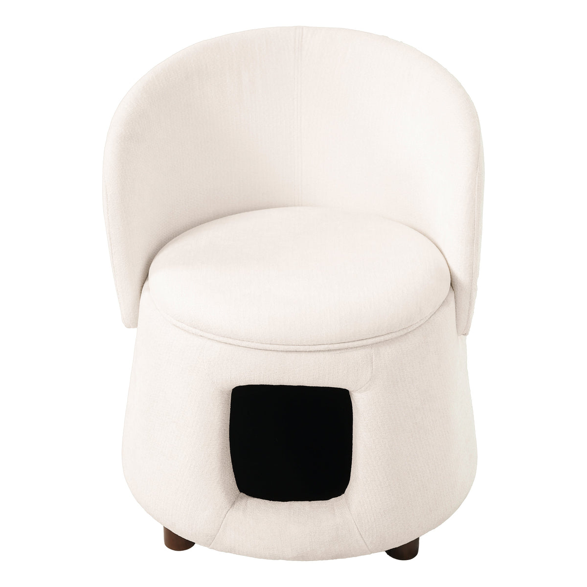 Beige Pet Friendly Chair with Hidden Pet Nook and Storage Seat - Beige