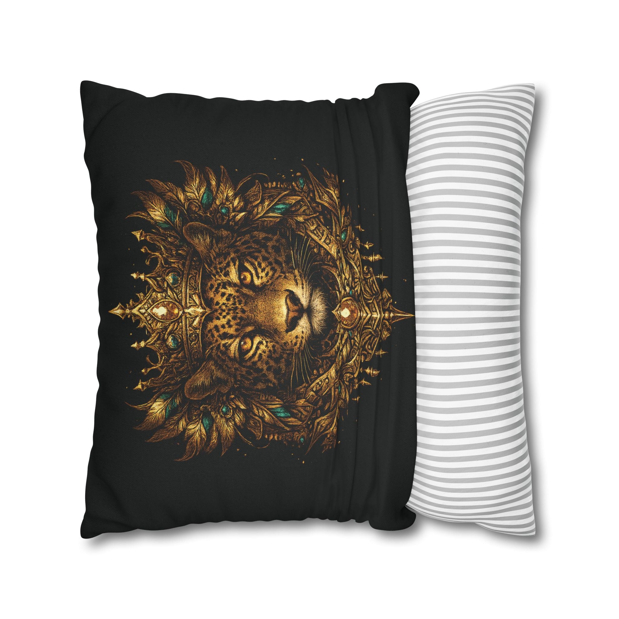 Golden Crowned Jaguar Decorative Pillow case