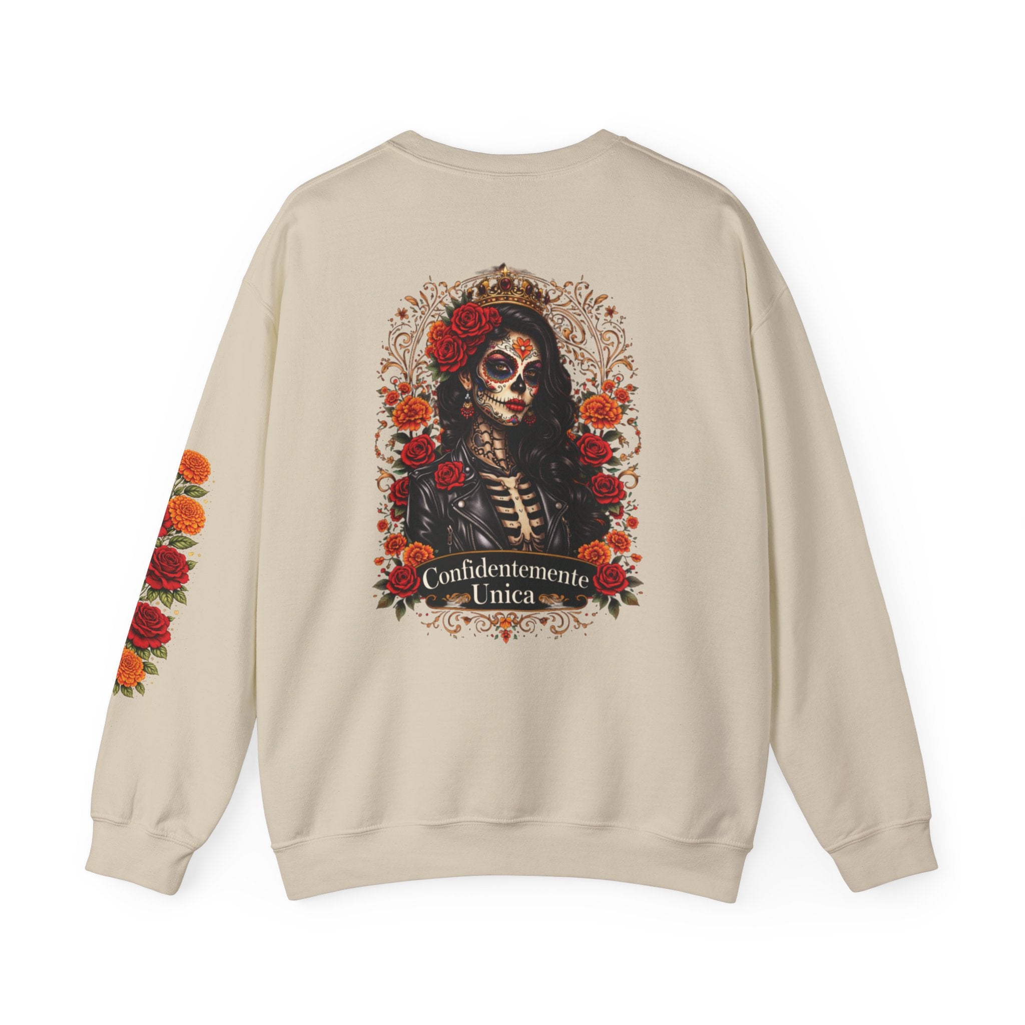"Confidentemente única" Floral Sugar Skull Pullover Sweatshirt