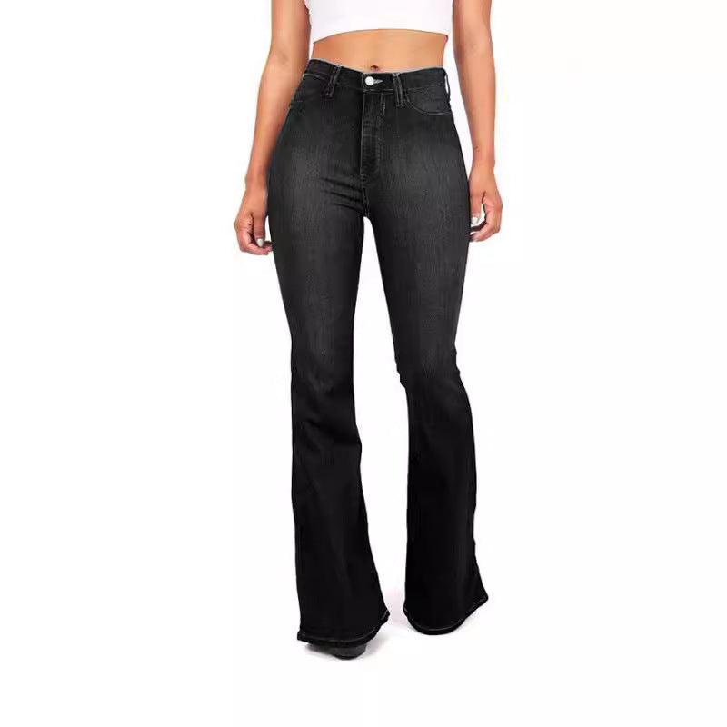 Stretch slim fit wide leg jeans for women