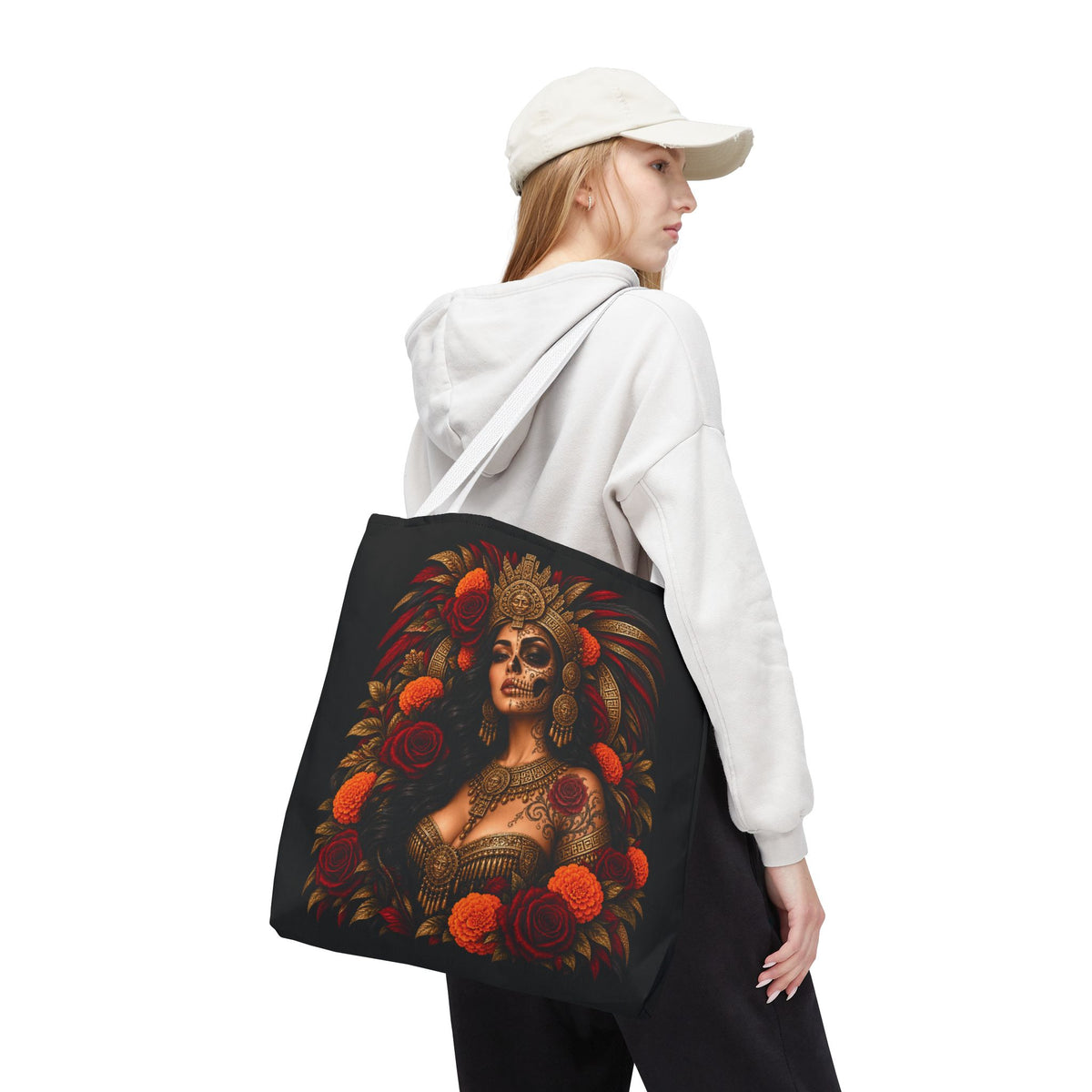 Reina Azteca: Entre Rosas y Cempasúchil | Chicaify Originals | Tote Bag