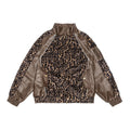 Leopard Patchwork Faux Leather Moto Jacket