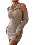 Button-Detail Knit Two-Piece Dress Set