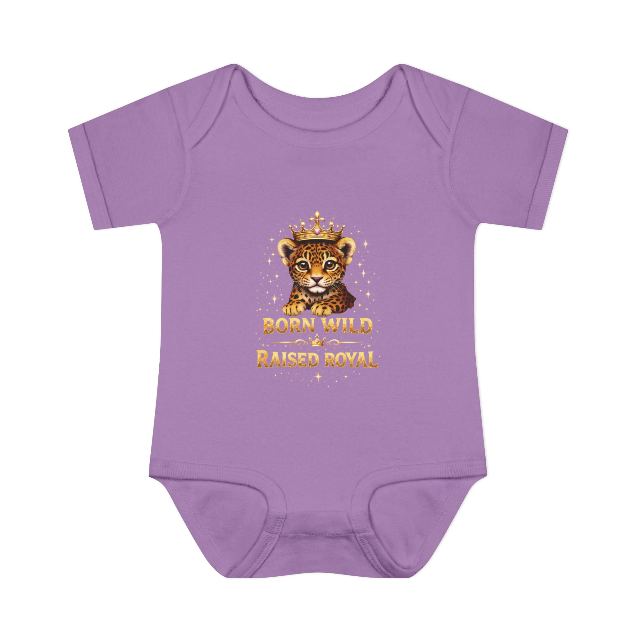Baby Bodysuit – “Born Wild Raised Royal” Jaguar Cub Graphic Infant Onesie
