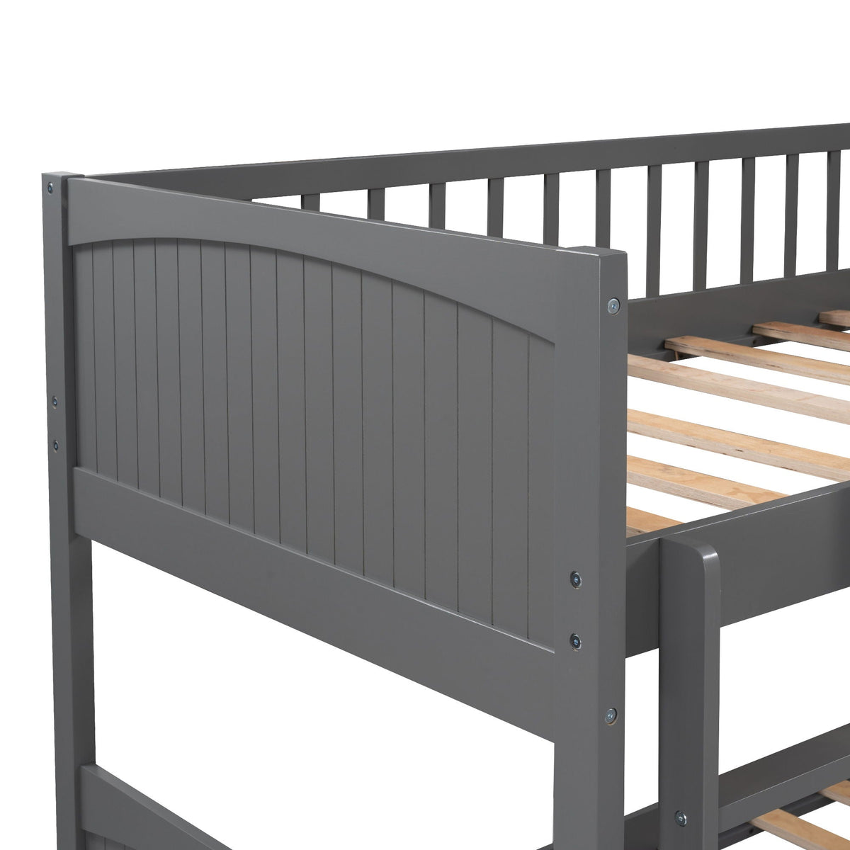 Triple Twin Bunk Bed With Loft and 2 Drawers - Dark Gray or White