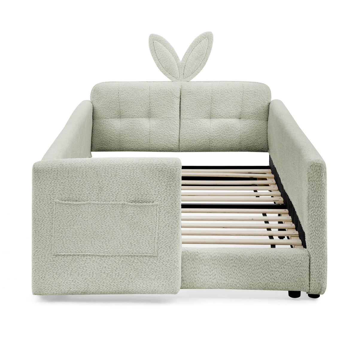 Cute Rabbit Ear Upholstered Platform Bed Frame with Safety Rail - Multiple Colors