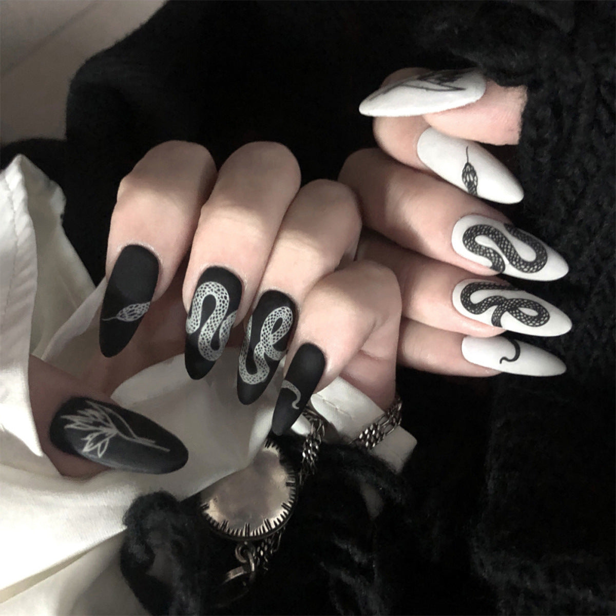 Dark Snake Print Press-On Nails