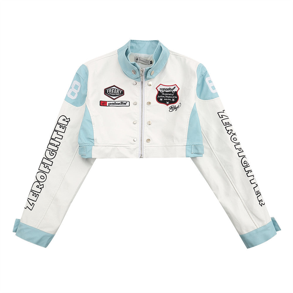 Colorblock Faux Leather Moto Jacket