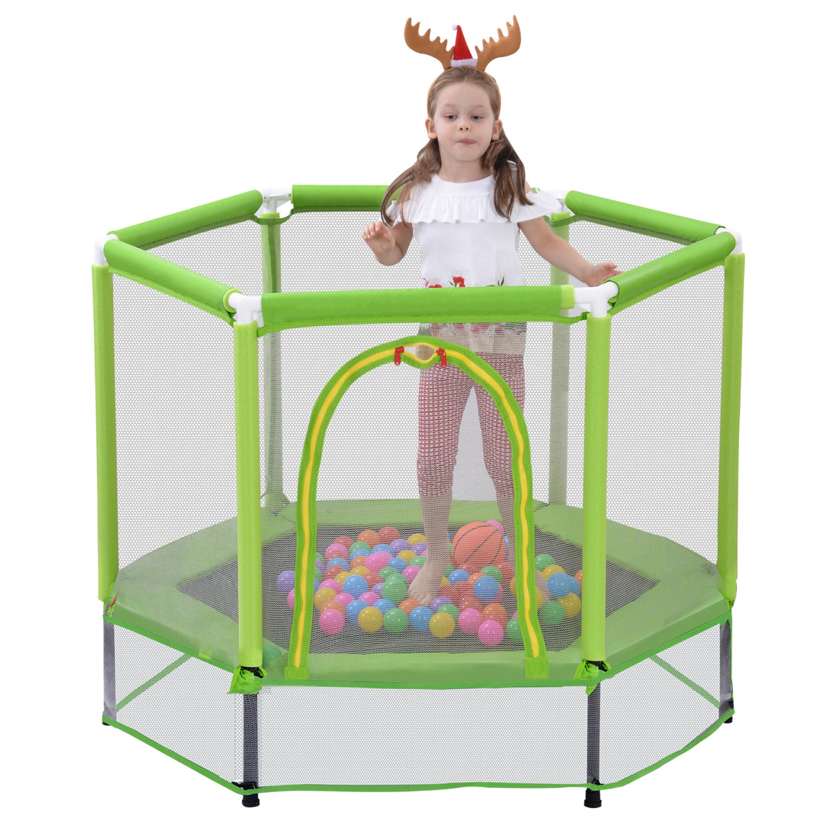 55-Inch Kids' Trampoline with Safety Enclosure | Green