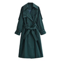 Collar long sleeved single breasted solid color trench coat for women