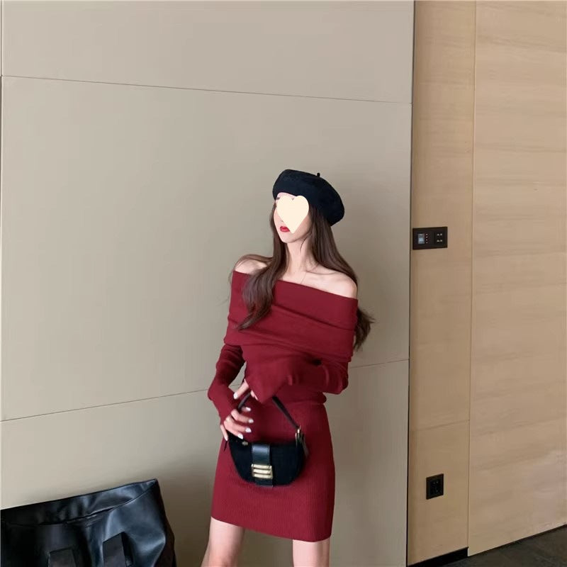Off-Shoulder Knit Mini Dress