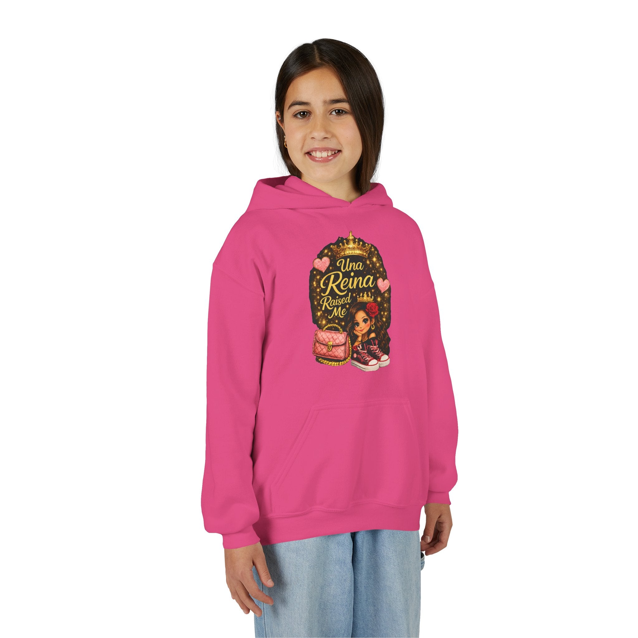 Youth Hoodie — "Una Reina Crece Conmigo" Cute Princess Graphic