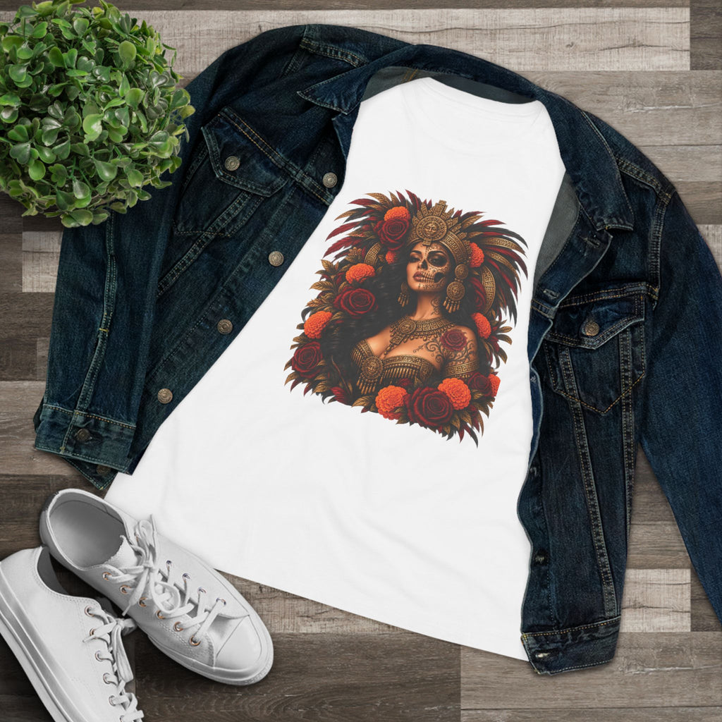 Reina Azteca: Entre Rosas y Cempasúchil | Women's Cotton Tee