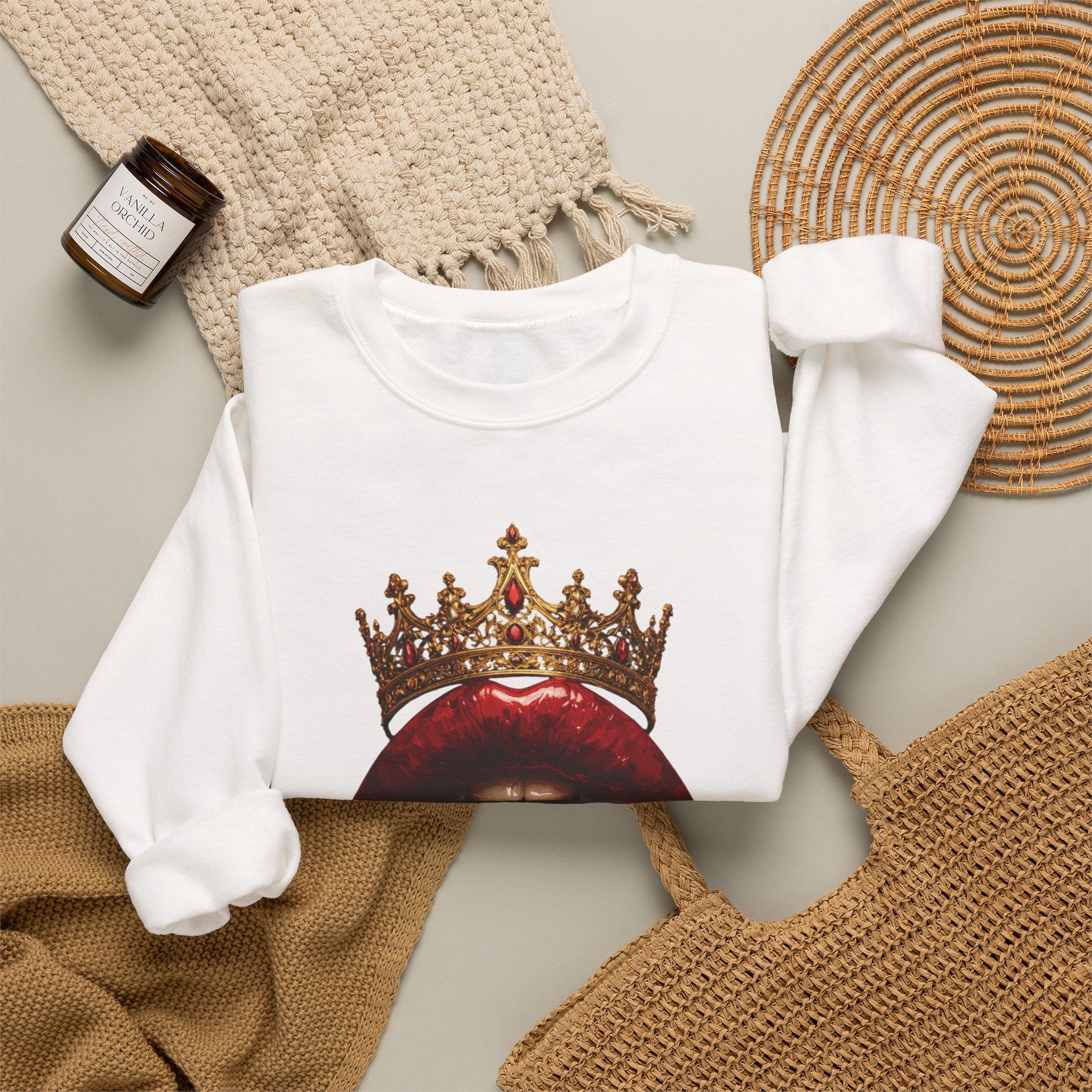 Crowned Lips Graphic Crewneck Sweatshirt