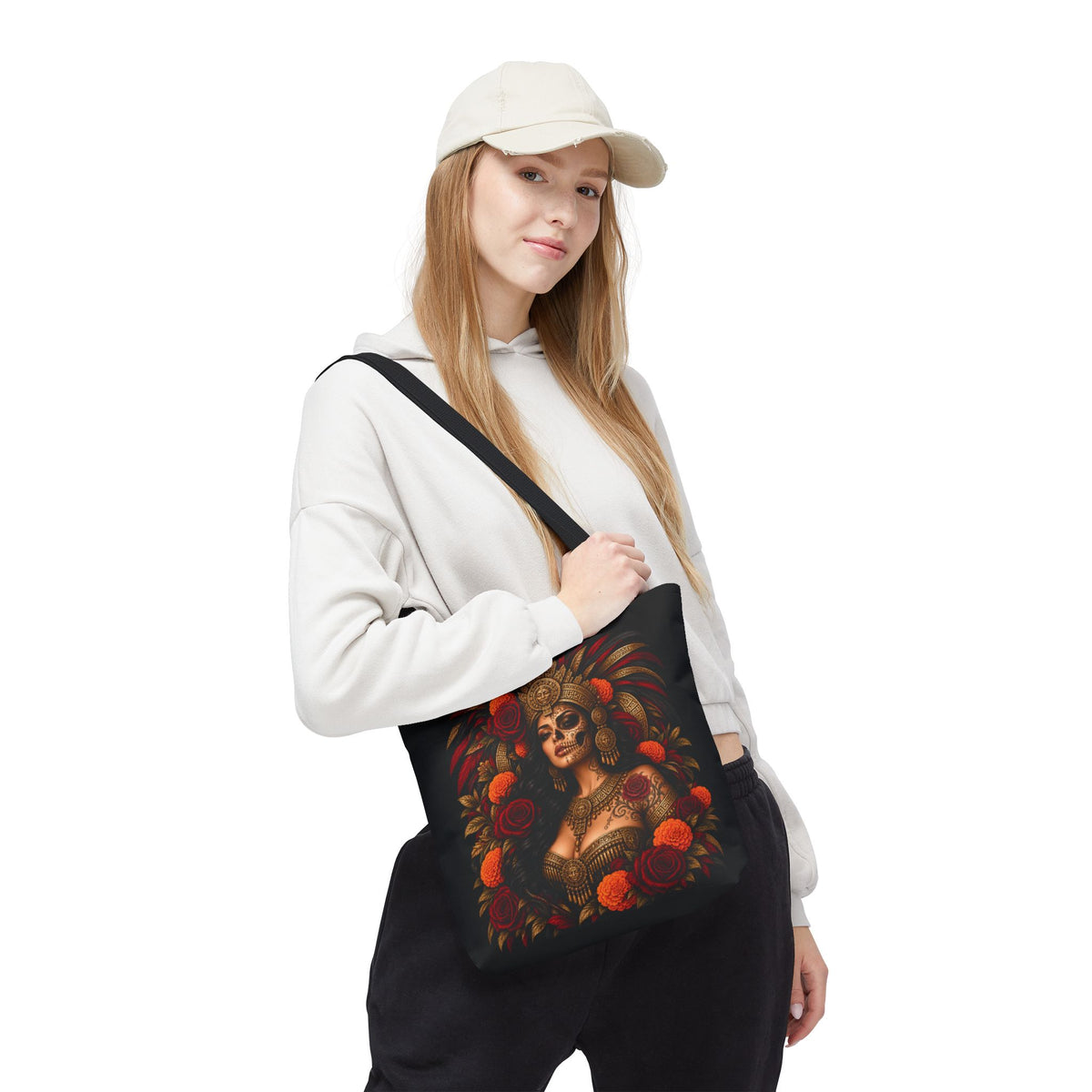 Reina Azteca: Entre Rosas y Cempasúchil | Chicaify Originals | Tote Bag