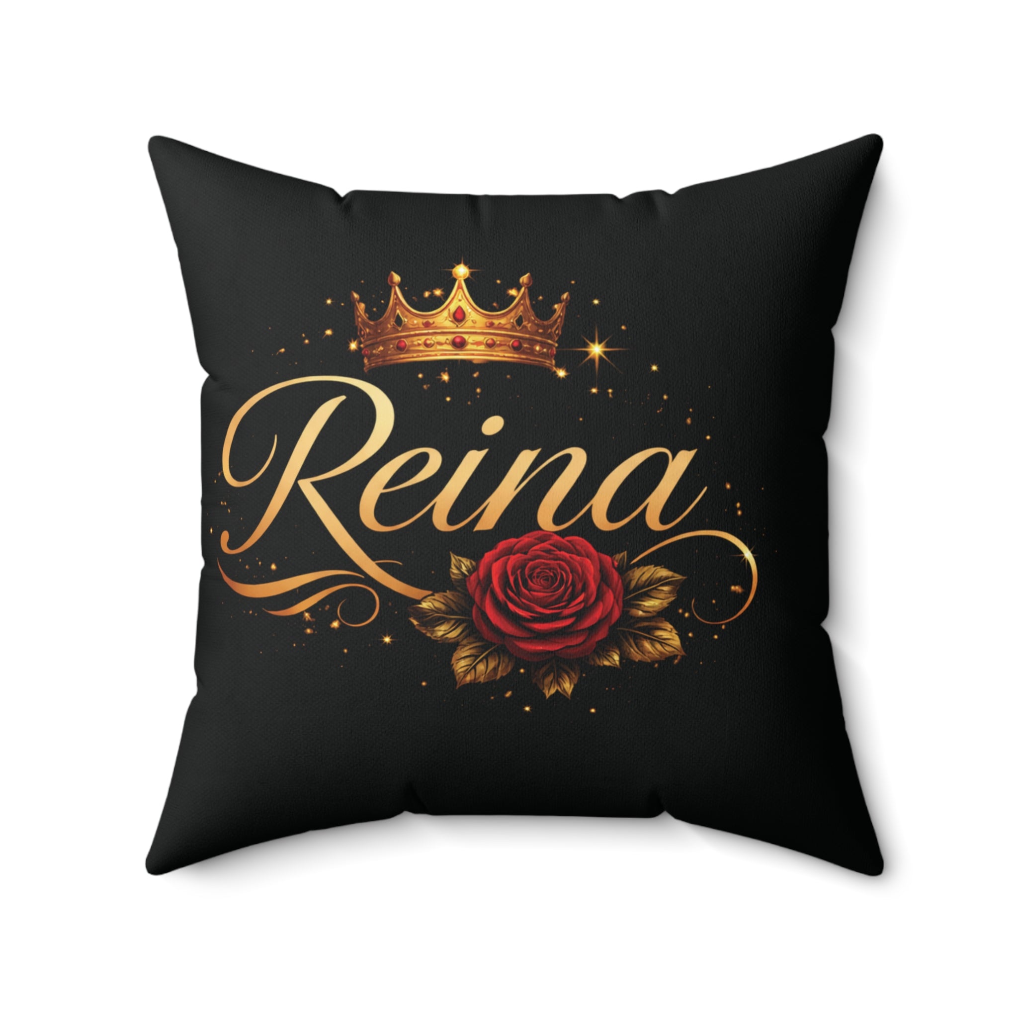 Reina Decorative Pillow — Crown & Rose Accent Throw Pillow