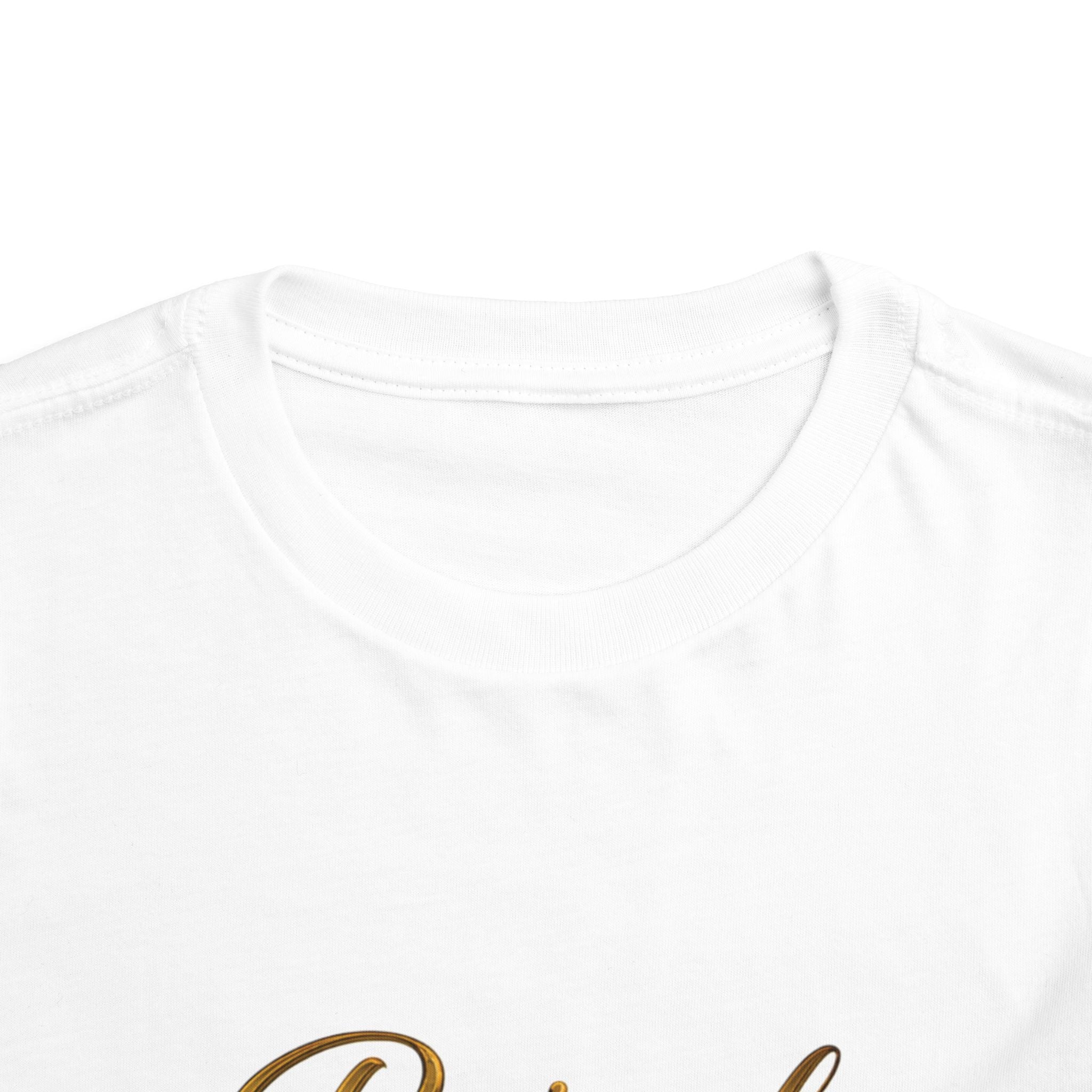 Raised by a Reina Toddler Tee — Gold Crown Princess Shirt for Little Girls