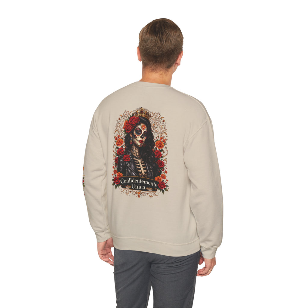 "Confidentemente única" Floral Sugar Skull Pullover Sweatshirt