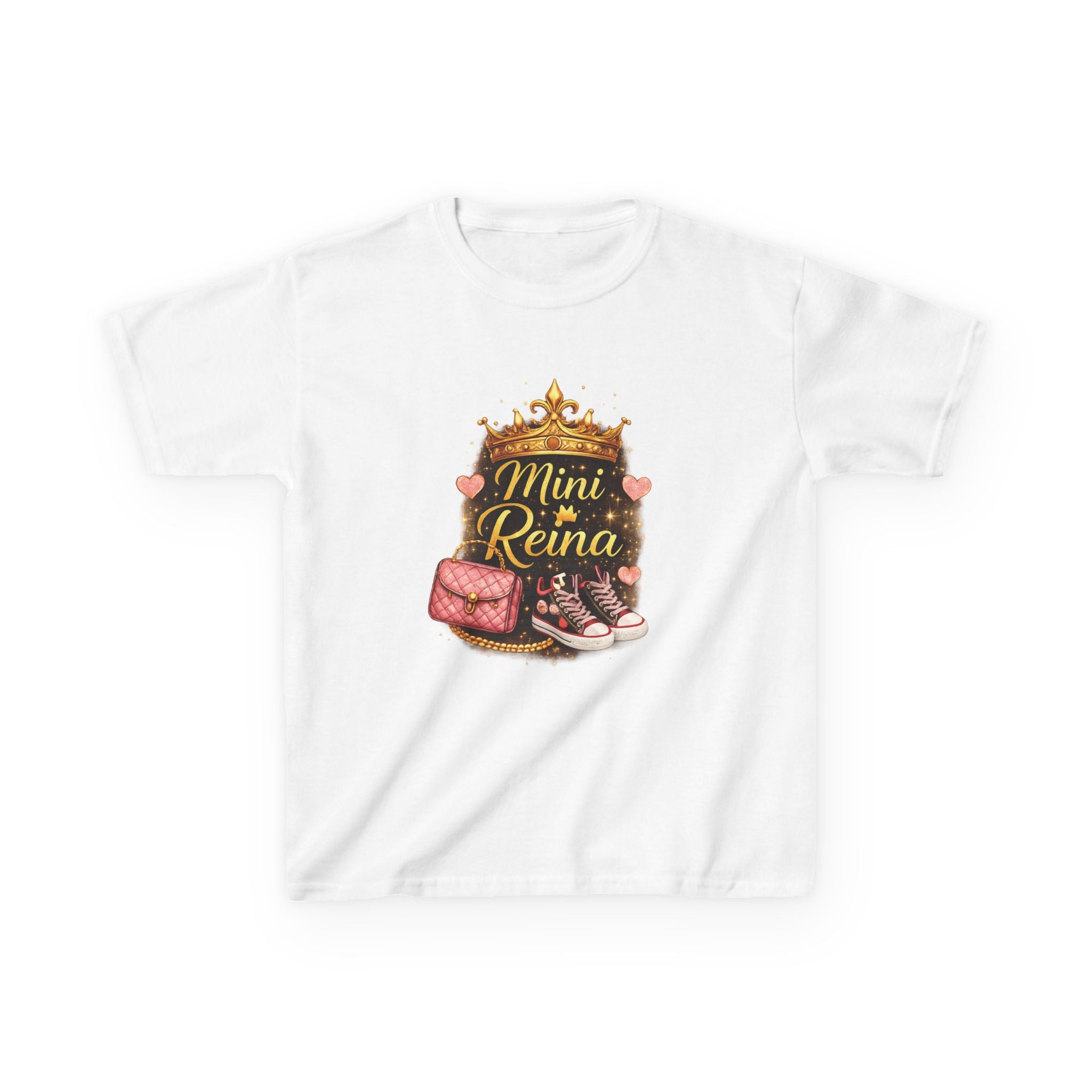 Kids Tee — "Mini Reina" Crown & Shoes Graphic