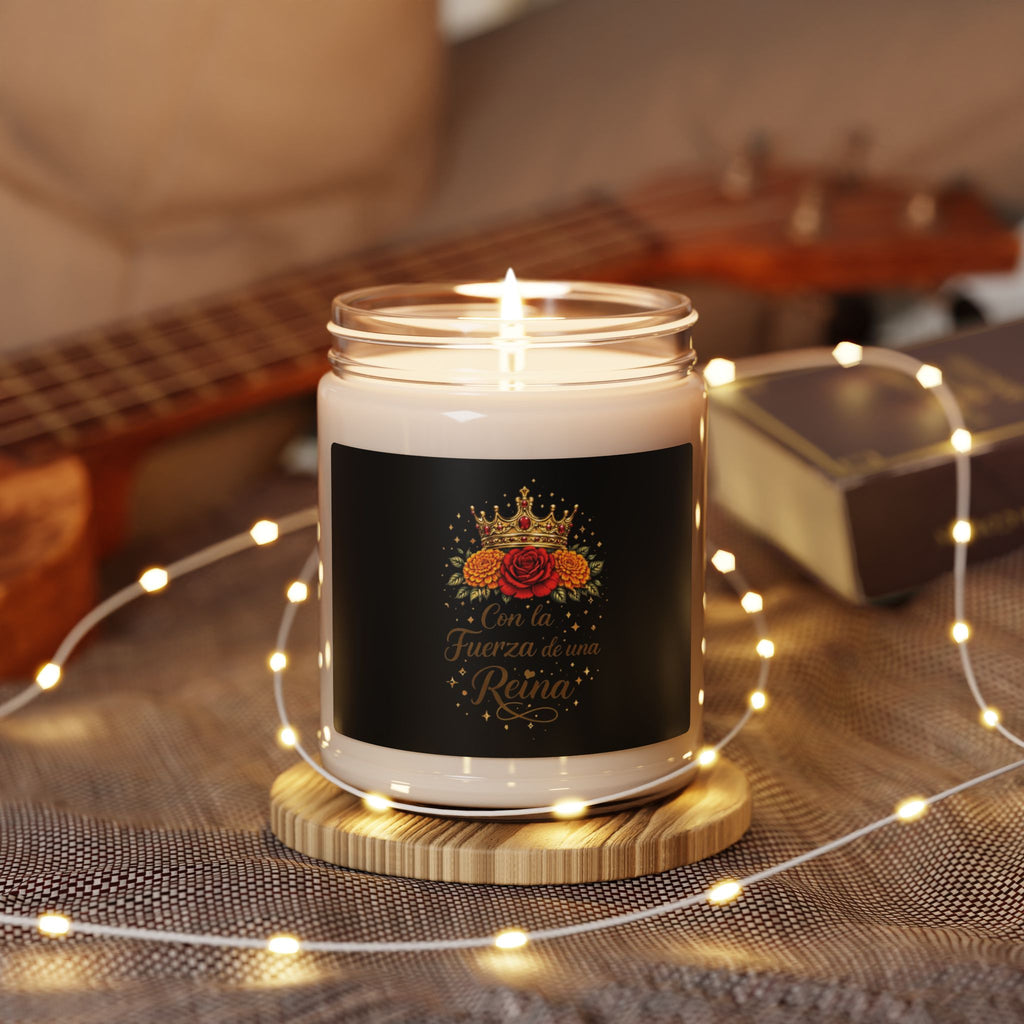 Scented Candle — “Con la Fuerza de una Reina” Soy Candle, Floral Crown Gift