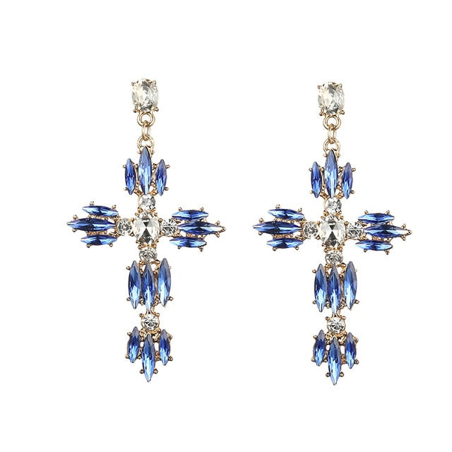 Colorful Cross Earrings For Women Large Big statement Earrings