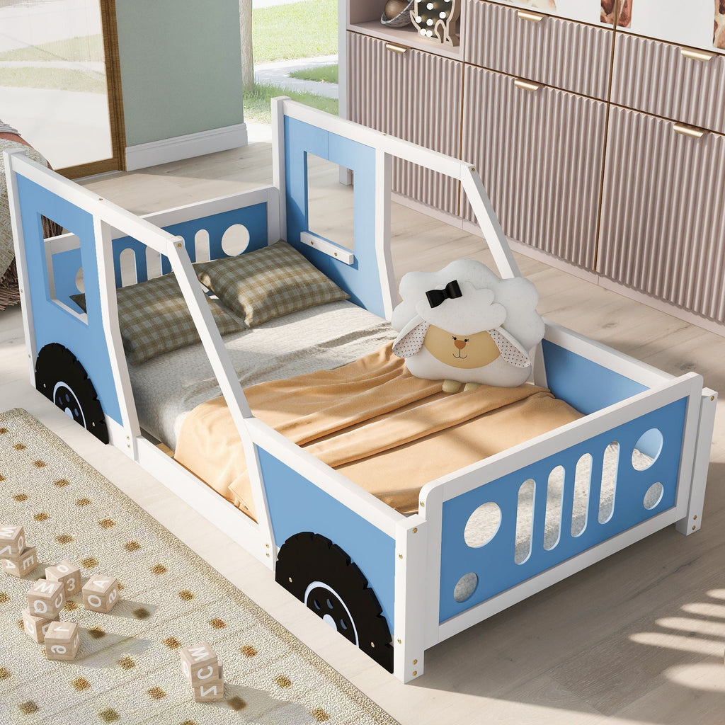 Classic Car Shaped Platform Bed with Wheels - Twin or Full Size