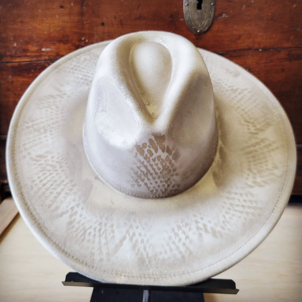 Hand-Painted Python Boho Western Cowgirl Hat Only-Gold 986z