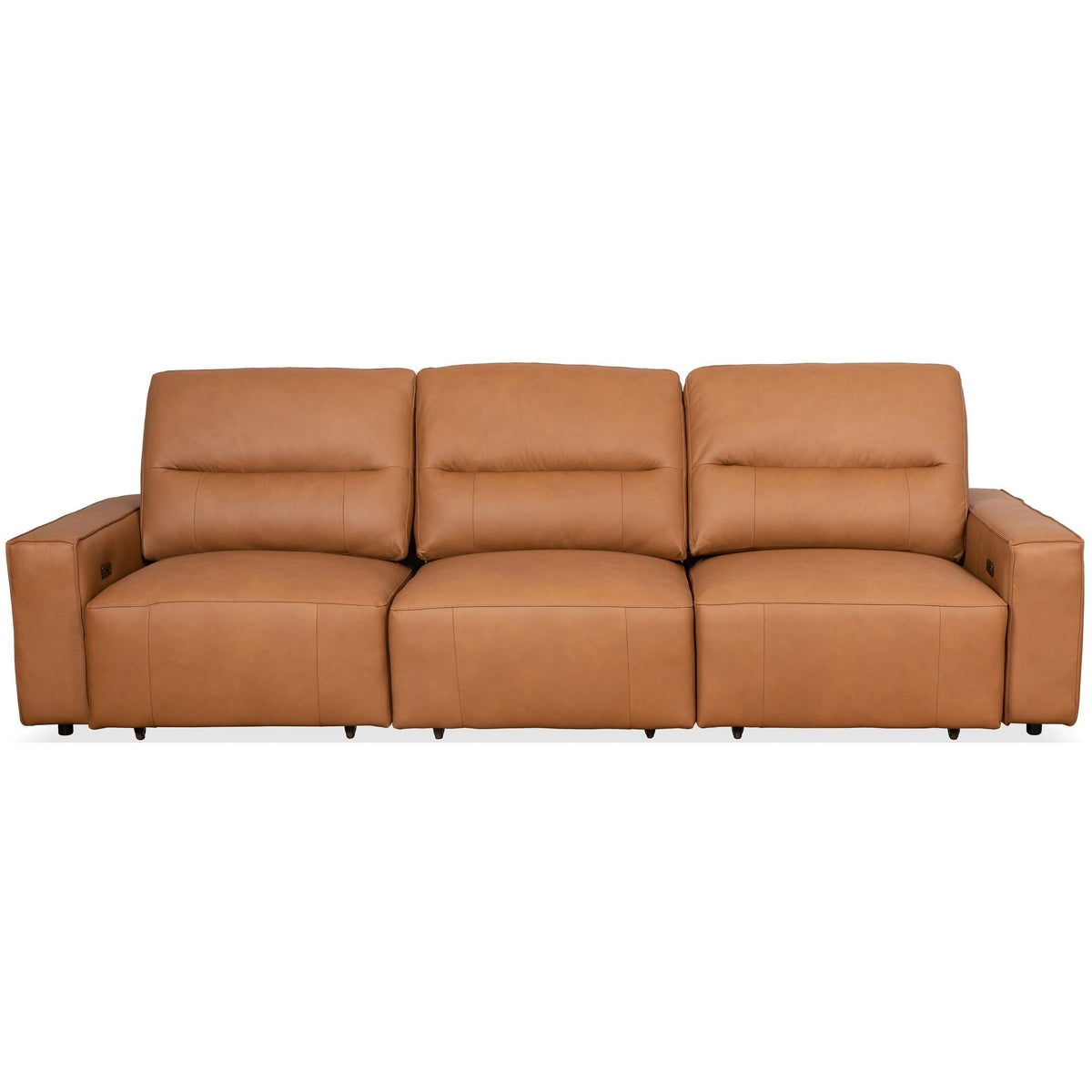 Triple Power Convertible Sofa Reclining Sectional with Queen Bed - Cognac