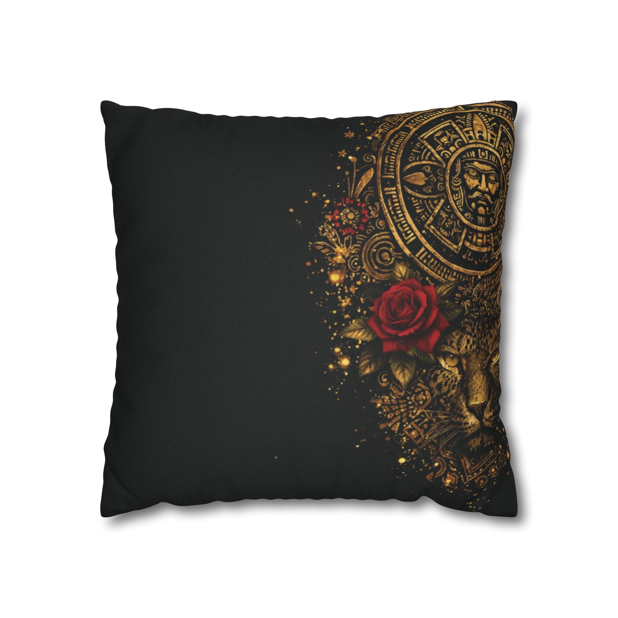 Reina Azteca Pillowcase — Rose Decorative Throw Pillow