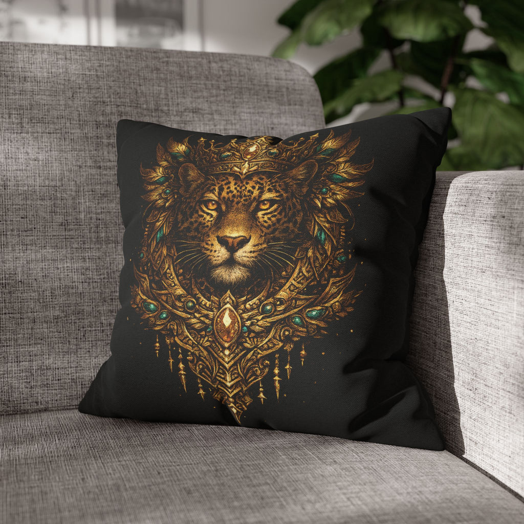 Golden Crowned Jaguar Decorative Pillow case
