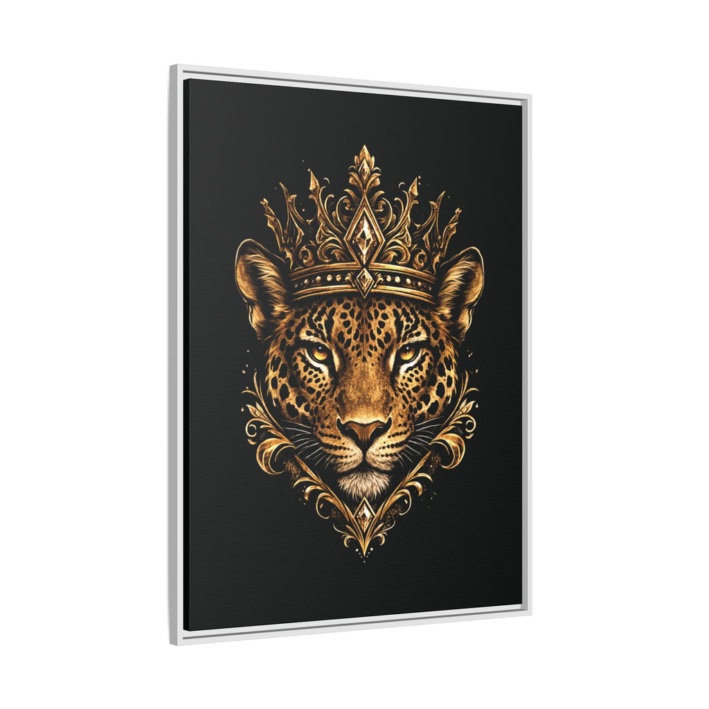 Golden Crowned Jaguar Matte Framed Canvas