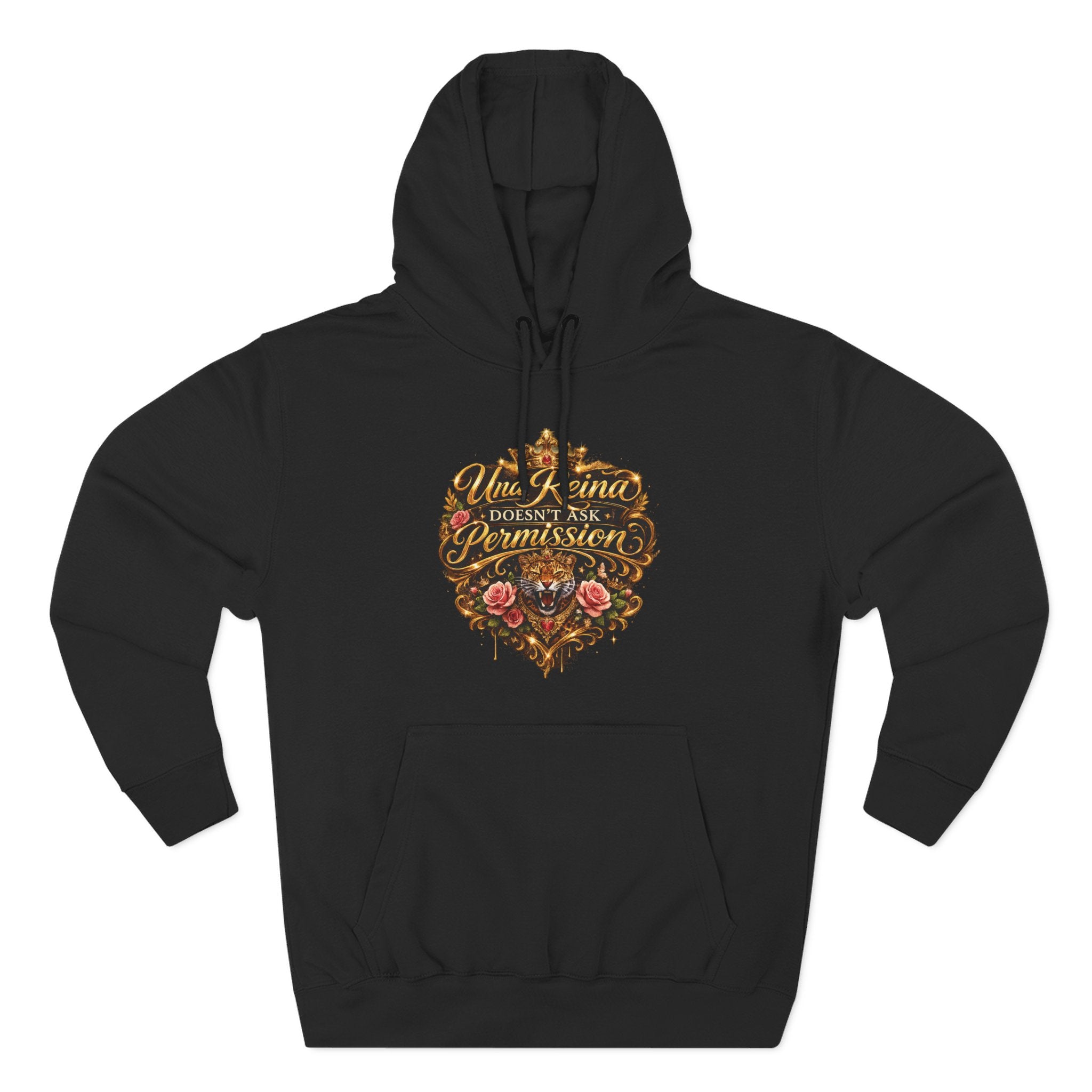 Hoodie — "Una Reina doesn't ask Permission" Floral Vintage Fleece Hoodie
