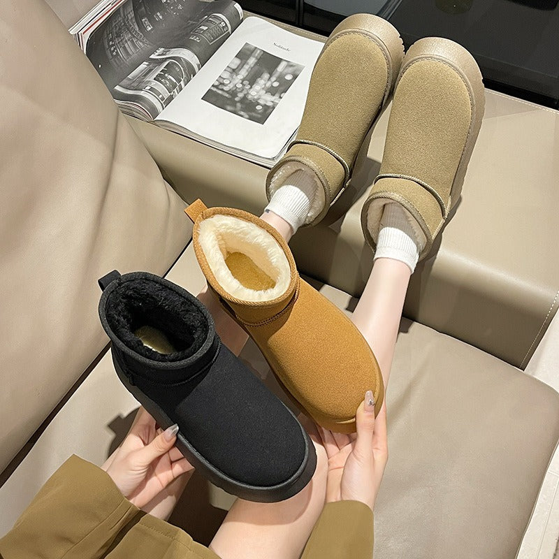 Fur-Lined Platform Ankle Boots
