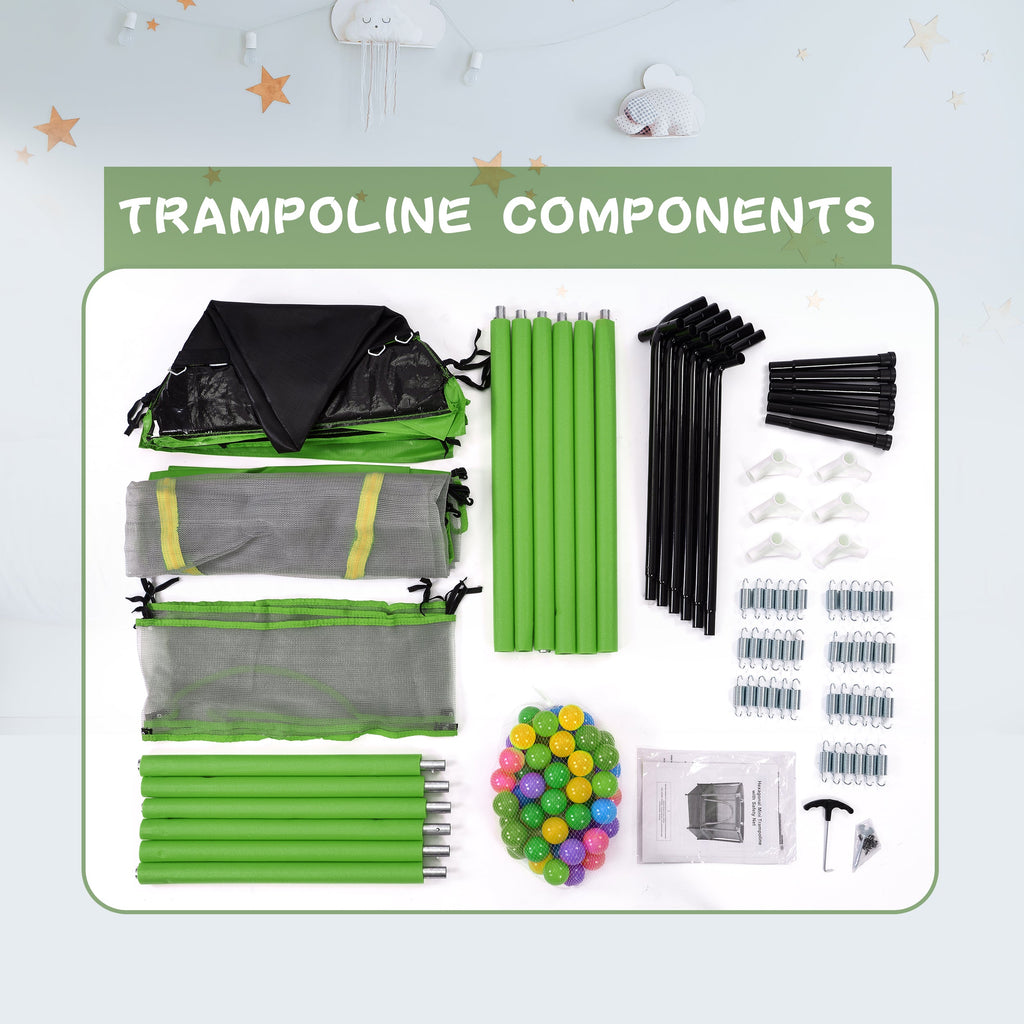 55-Inch Kids' Trampoline with Safety Enclosure | Green