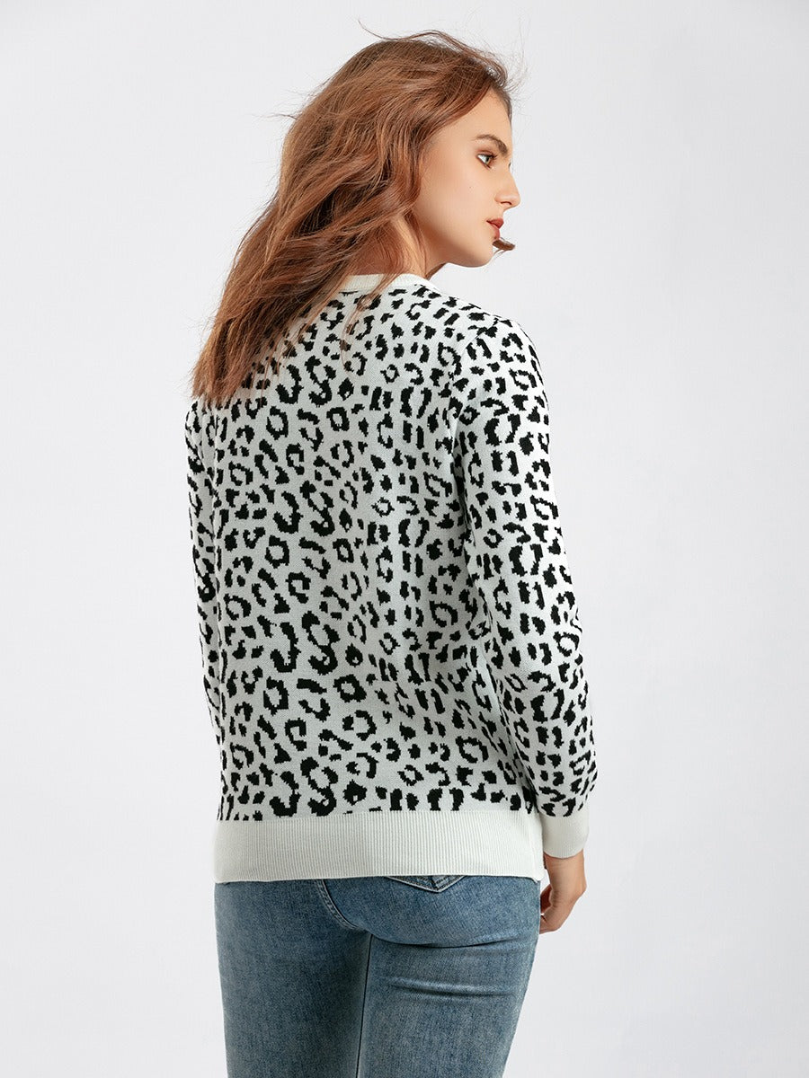 Leopard Jacquard Oversized Sweater
