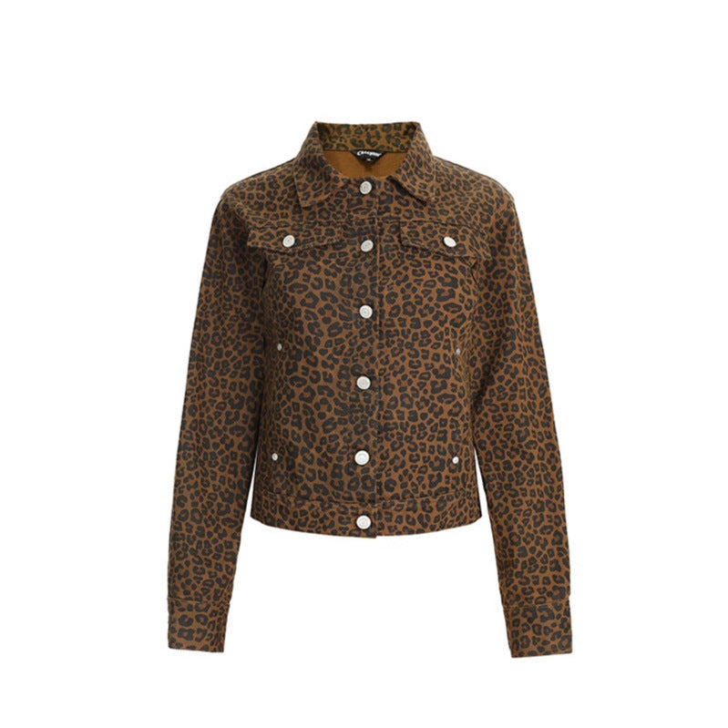 Leopard Print Cropped Statement Jacket