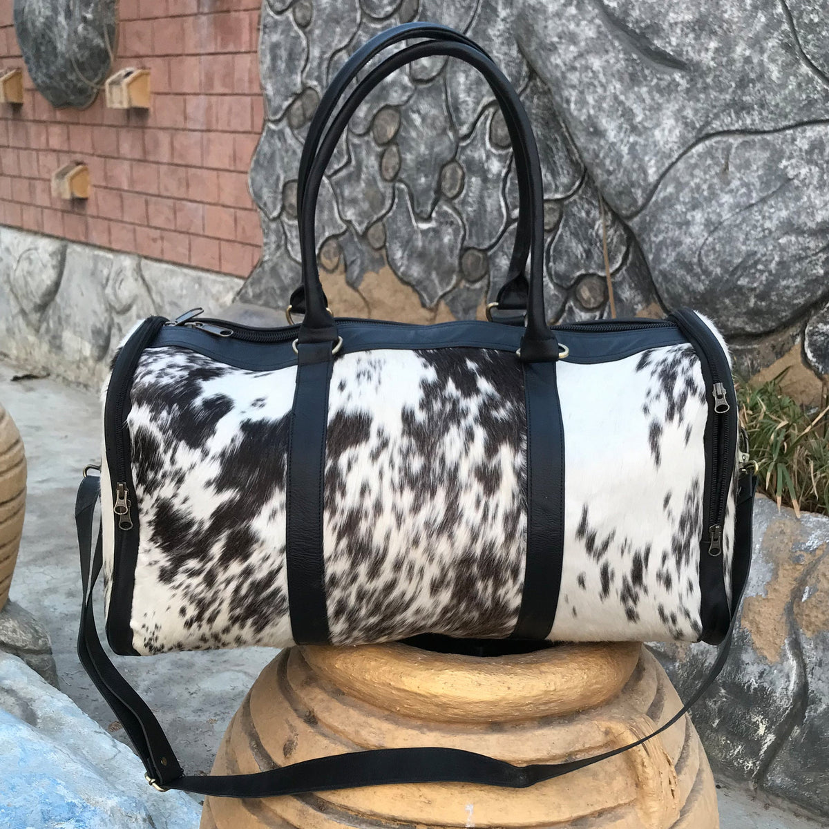 Pony Skin Bag: Luxury Cowhide Duffel, Roomy Travel Carry-On, Designer Luggage for Getaways