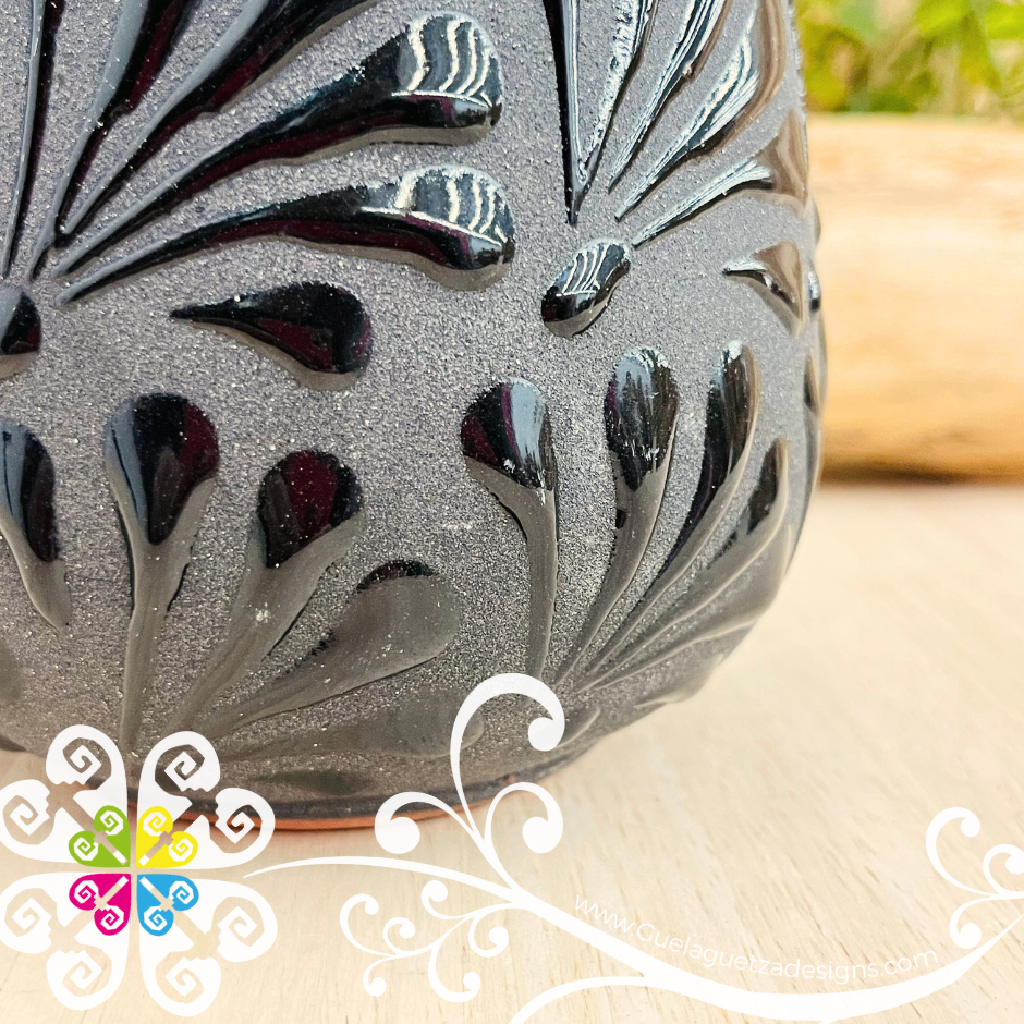 Black Clay Mug with Spoon - Taza Espiga con Cuchara