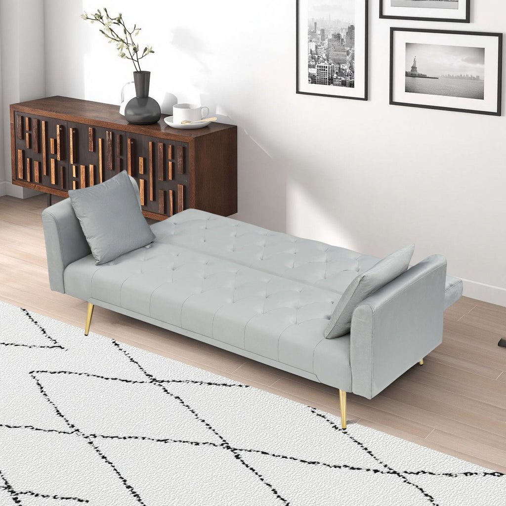 Convertible Fabric Futon Sofa Bed with Adjustable Positions - Multiple Colors